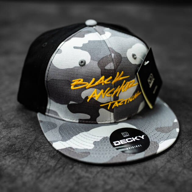 Camo Black Anchor Tactical Snapback Hat